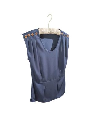 Skunkfunk | Navy Blue Sleeveless Blouse with Shoulder Buttons | Size XS